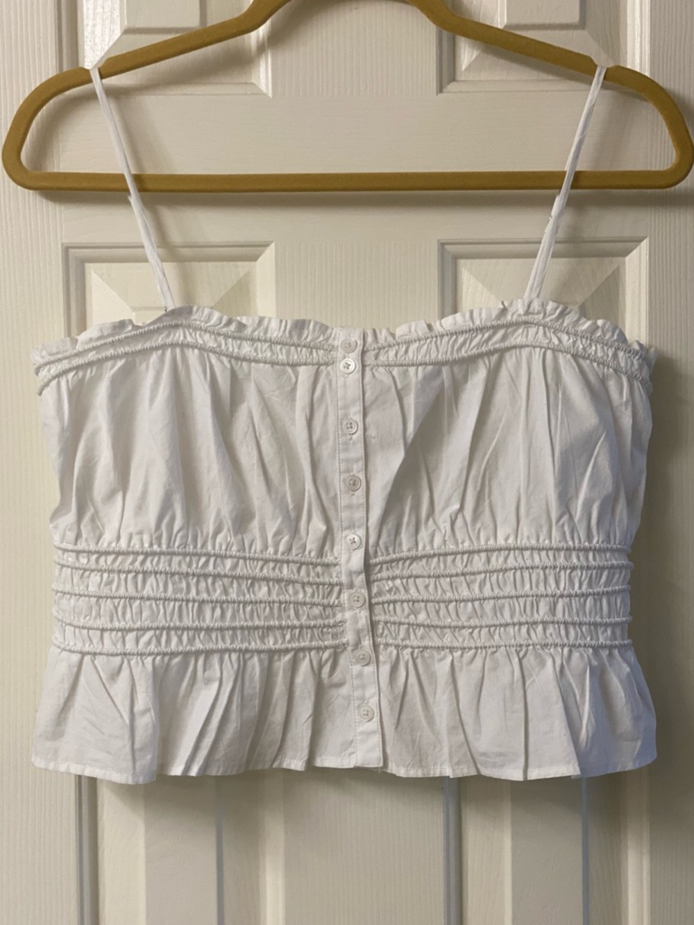 MADEWELL Cropped White Smocked Button-Front Tank Top Size Medium NWT